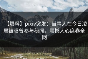 【爆料】pixiv突发：当事人在今日凌晨被曝曾参与秘闻，震撼人心席卷全网