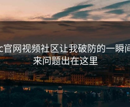 17c官网视频社区让我破防的一瞬间原来问题出在这里
