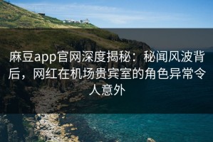 麻豆app官网深度揭秘：秘闻风波背后，网红在机场贵宾室的角色异常令人意外