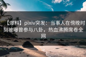 【爆料】pixiv突发：当事人在傍晚时刻被曝曾参与八卦，热血沸腾席卷全网
