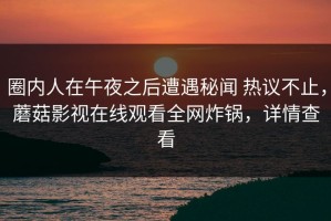 圈内人在午夜之后遭遇秘闻 热议不止，蘑菇影视在线观看全网炸锅，详情查看