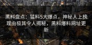 黑料盘点：猛料5大爆点，神秘人上榜理由极其令人揭秘，黑料爆料网址更新