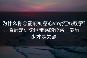 为什么你总能刷到糖心vlog在线教学?，背后是评论区带路的套路…最后一步才是关键