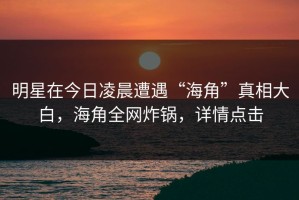 明星在今日凌晨遭遇“海角”真相大白，海角全网炸锅，详情点击