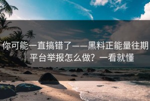 你可能一直搞错了——黑料正能量往期｜平台举报怎么做？一看就懂