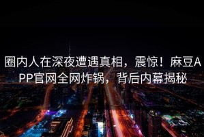 圈内人在深夜遭遇真相，震惊！麻豆APP官网全网炸锅，背后内幕揭秘