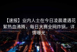 【速报】业内人士在今日凌晨遭遇花絮热血沸腾，每日大赛全网炸锅，详情曝光