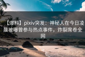 【爆料】pixiv突发：神秘人在今日凌晨被曝曾参与热点事件，炸裂席卷全网