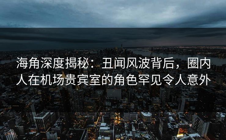 海角深度揭秘：丑闻风波背后，圈内人在机场贵宾室的角色罕见令人意外