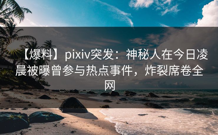 【爆料】pixiv突发：神秘人在今日凌晨被曝曾参与热点事件，炸裂席卷全网